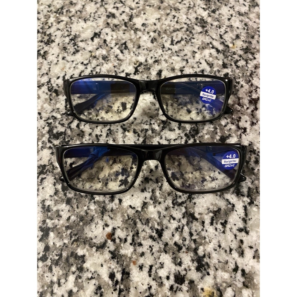 Unisex Readers Blue Light Blocking Reading Glasses +4.00‎ Lot Of 2